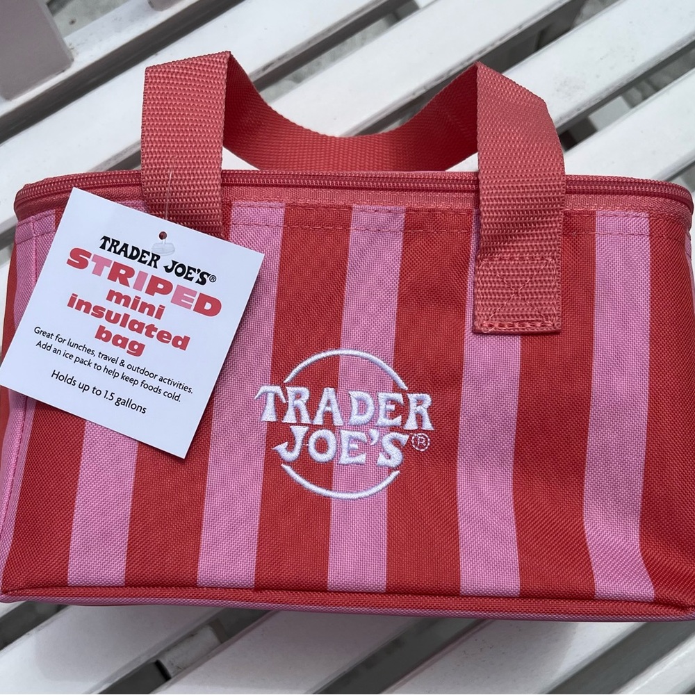 Trader Joe's Striped Pink & Red Mini Insulated Travel Bag